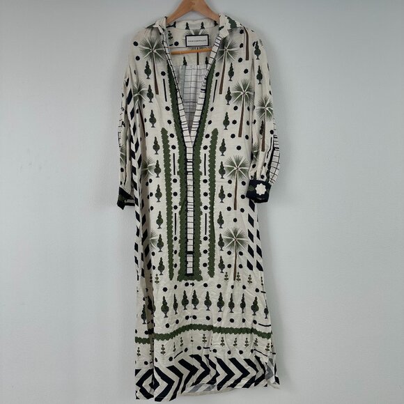 Shane Falguni peacock dress small long sleeve graphic - Picture 2 of 16